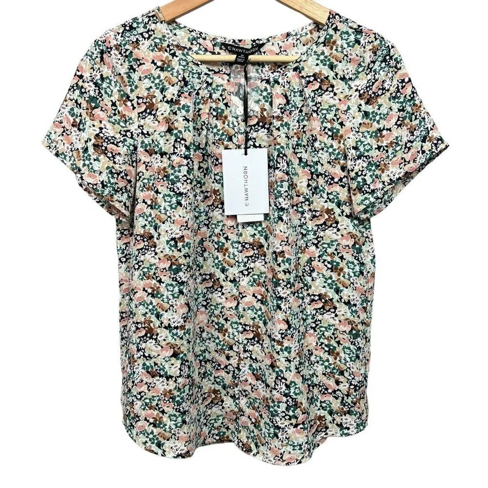 41 Hawthorn Multicolor Floral Top Size XS Petite Blouse NWT